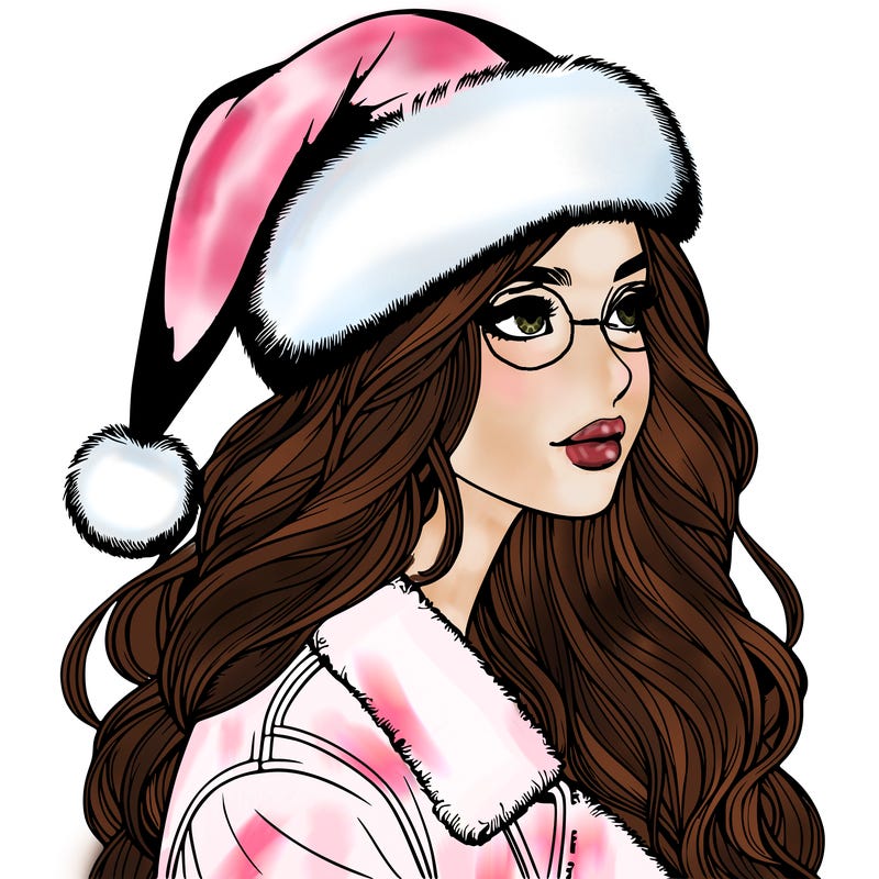 realistic girl in santa hat