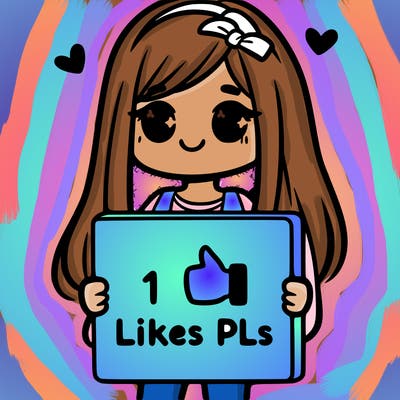 girl holding a sign saying 10 likes pls