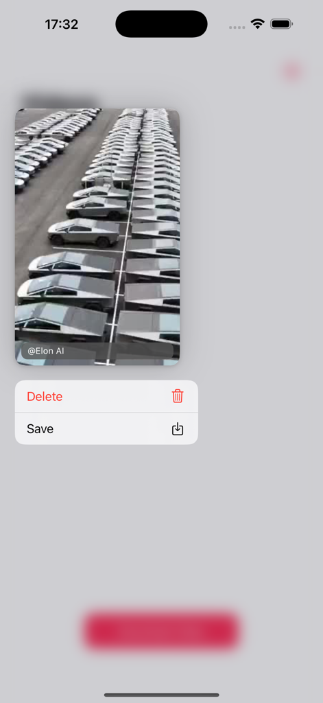TT Saver mobile app screen showing options to save or delete a downloaded video