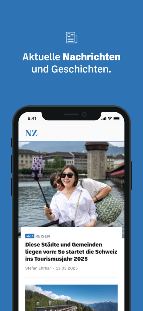 L'app Nidwaldner Zeitung che mostra notizie e storie attuali su uno schermo di smartphone.