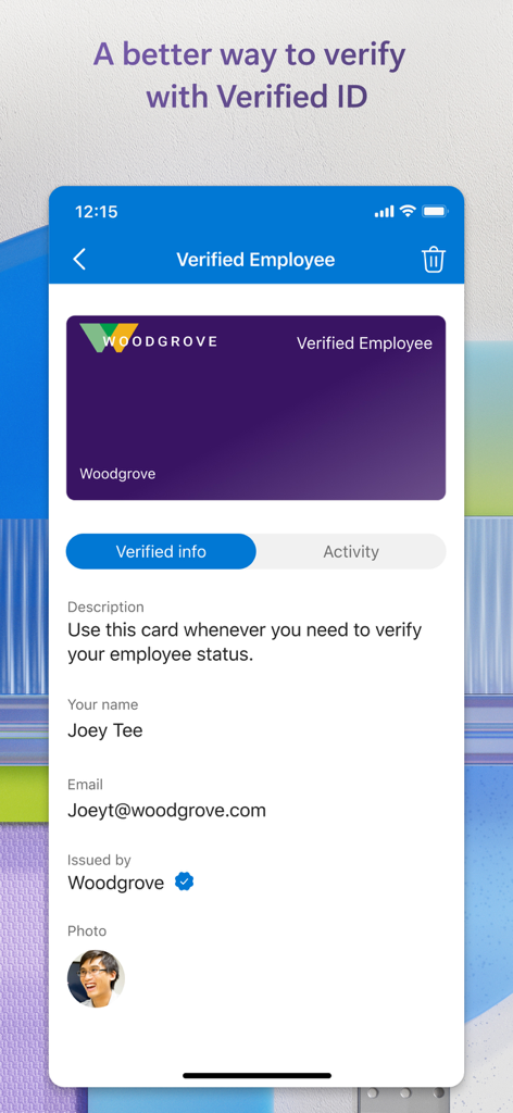 Digital employee ID card in Microsoft Authenticator app