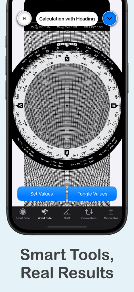 E6B Flight Pro - Digital E6B flight computer wind side simulation interface for pilots on a smartphone