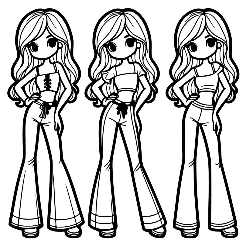 girl with crop top and bell bottom pants