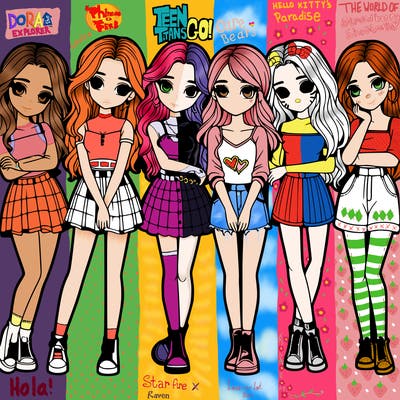 a group of girls realistic