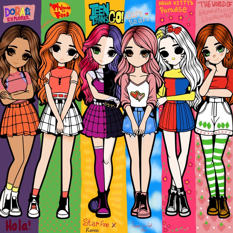 a group of girls realistic