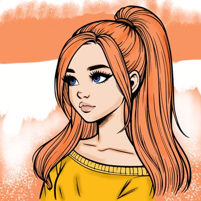 realistic girl with a high ponytail