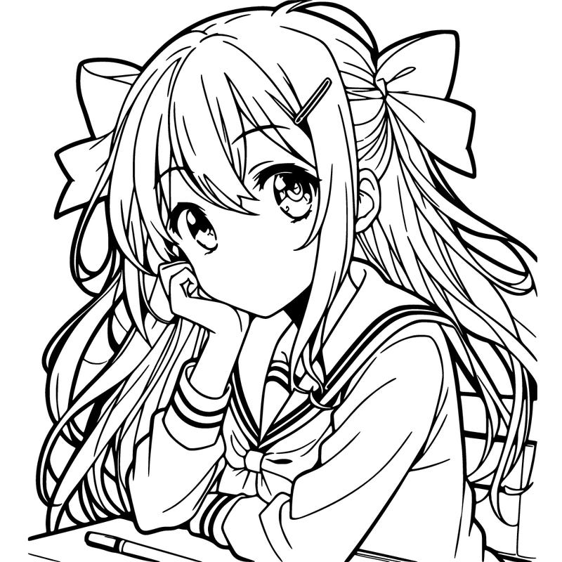 anime girl in school