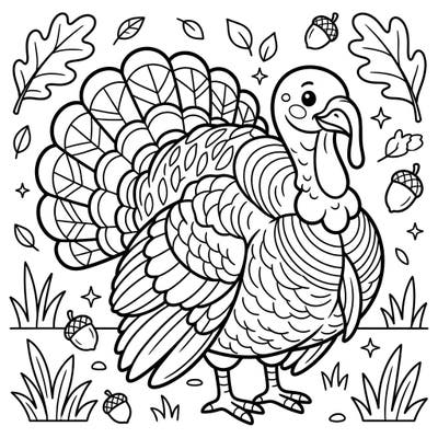 Bring this delightful White Holland Turkey to life with your favorite colors! Designed especially for kids aged 4-8, this charming coloring page features clear lines and friendly autumn details for an enjoyable artistic experience.