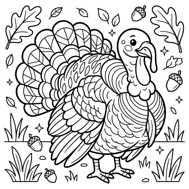 Bring this delightful White Holland Turkey to life with your favorite colors! Designed especially for kids aged 4-8, this charming coloring page features clear lines and friendly autumn details for an enjoyable artistic experience.