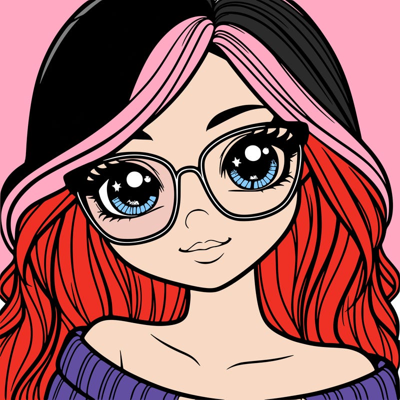 girl with beautiful eyes, hair, and glasses