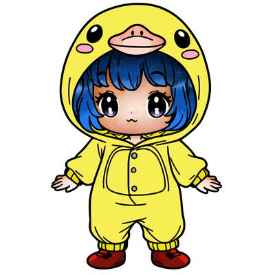 girl in duck onesie