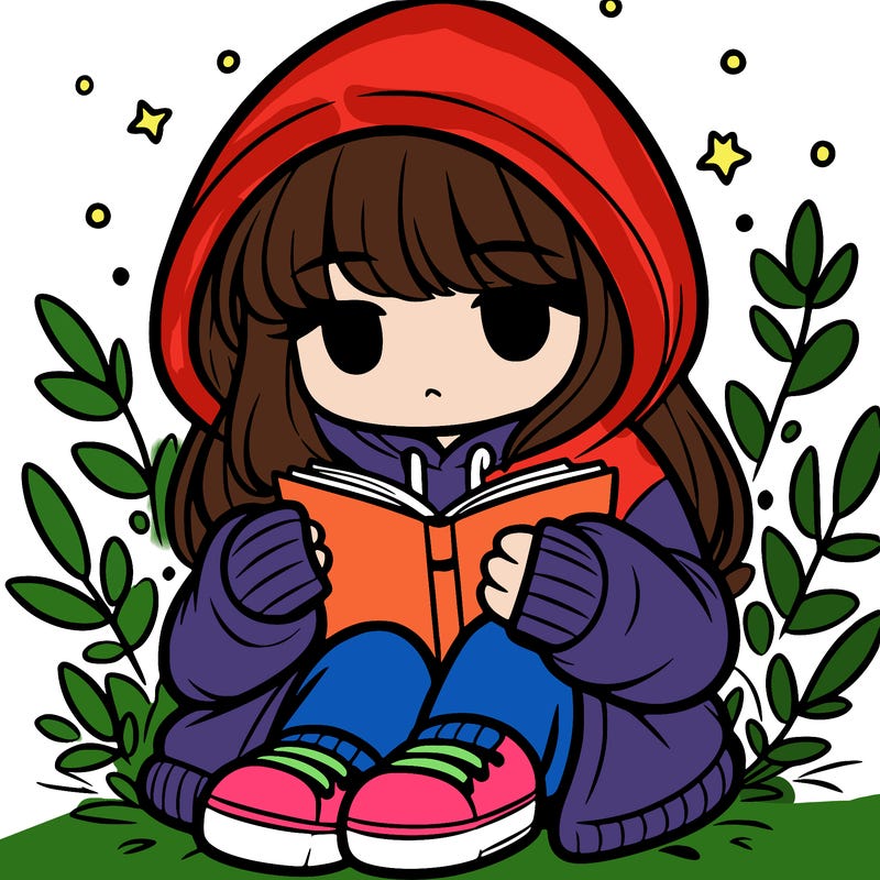 girl in oversized hoodie reading a book