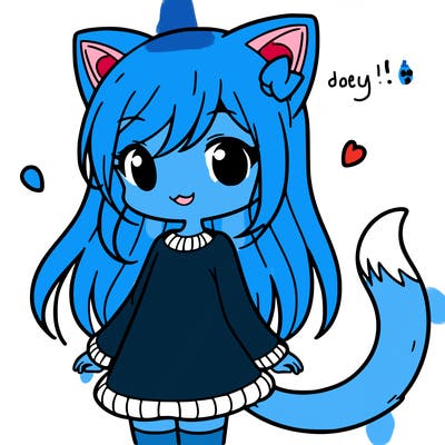 girl with cat ears and tail