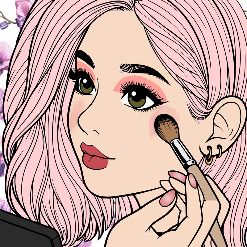 a realistic girl doing her makeup