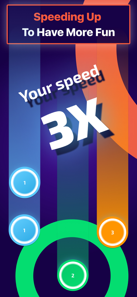 Magic Drums: AI Rhythm Games - Magic Drums rhythm game interface showing a 3x speed multiplier during gameplay.