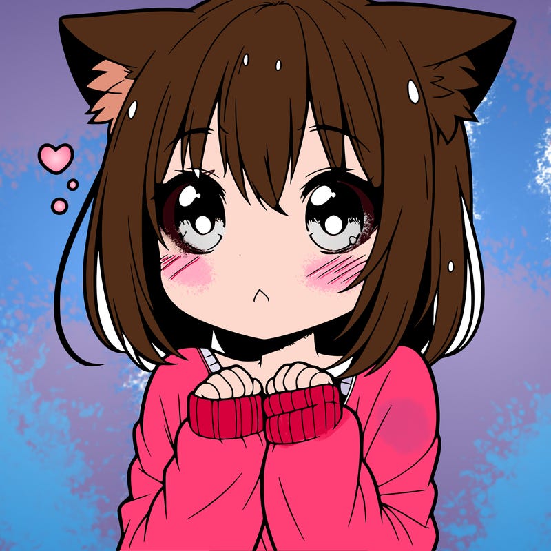 shy anime catgirl