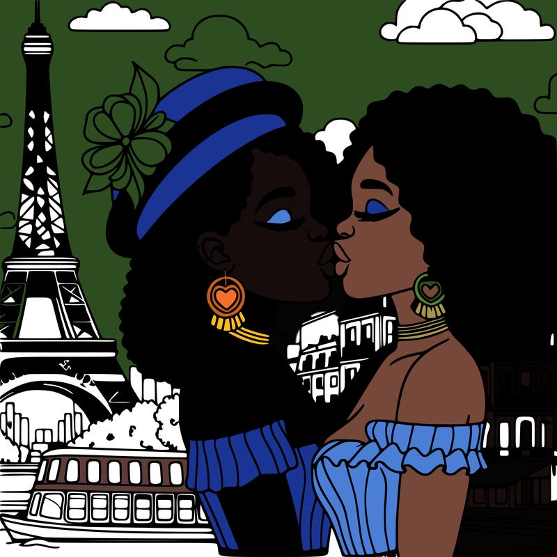 2 african women kissing in paris