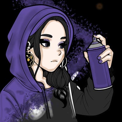 a realistic girl, spray painting