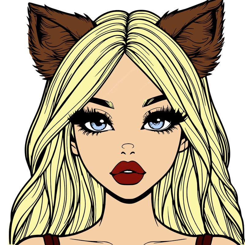 realistic girl with fox ears and realistic lips