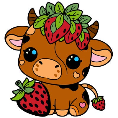 cute strawberry cow