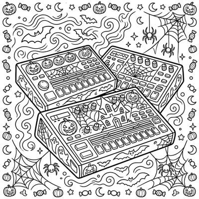 Unleash your creativity with this electrifying Halloween Drum Machine coloring page! Perfect for music lovers and spooky season enthusiasts, this design blends rhythmic fun with ghoulish delight.