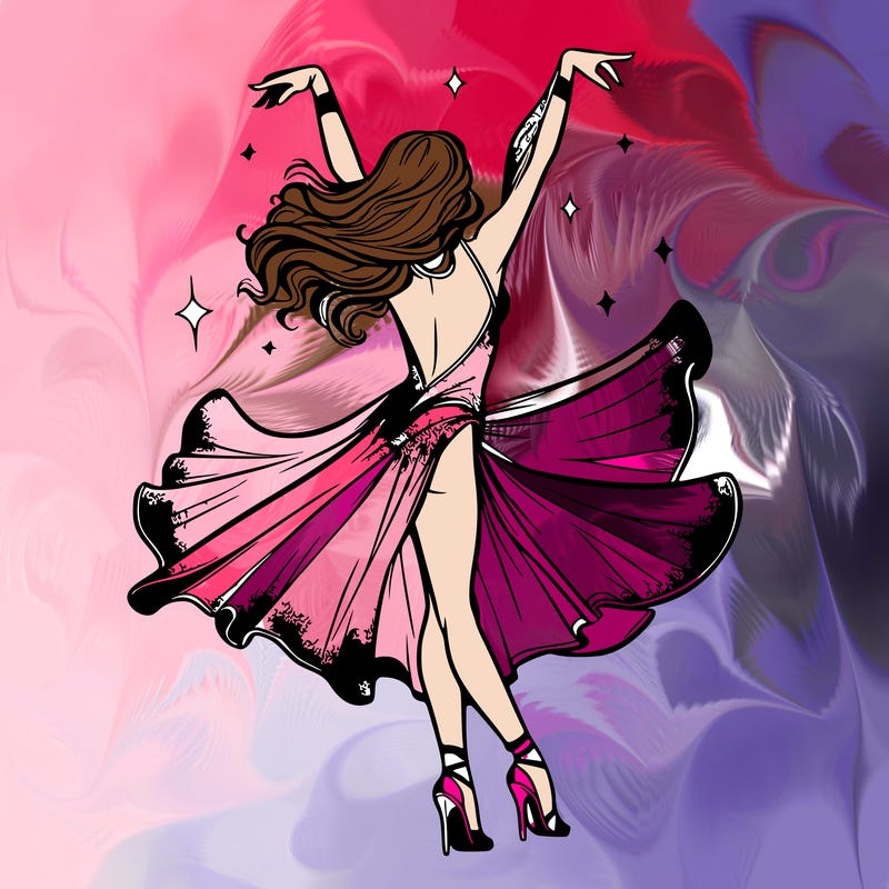 dancer dancing with a shimmery costume on realistic