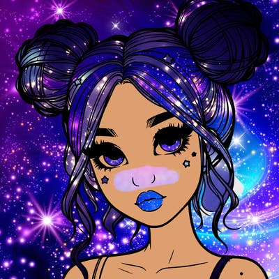 realistic girl with space buns