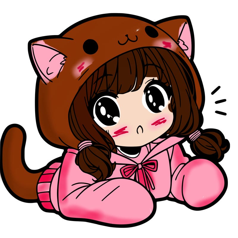 cute anime girl in cat hoodie