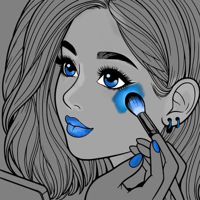 a realistic girl doing her makeup