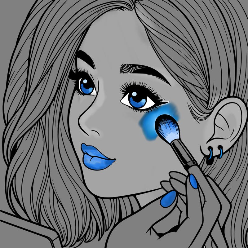 a realistic girl doing her makeup