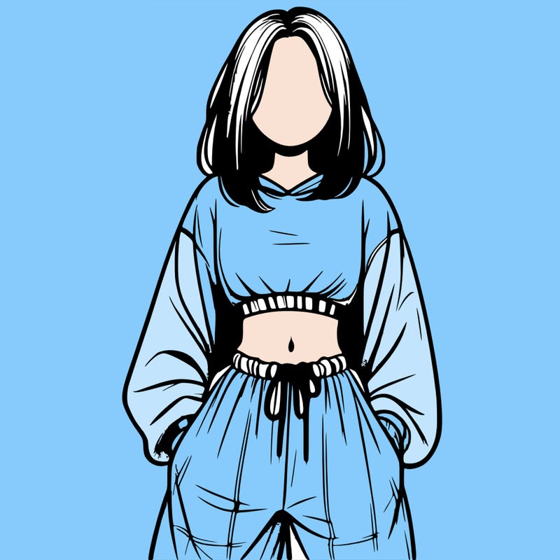 realistic girl faceless with baggy pants and a crop top