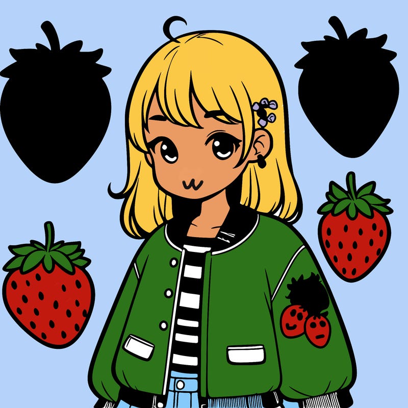 girl and a strawberry jacket