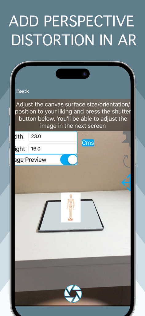 Tracing Buddy: Drawing Grid - Tracing Buddy app interface for adding perspective distortion in AR