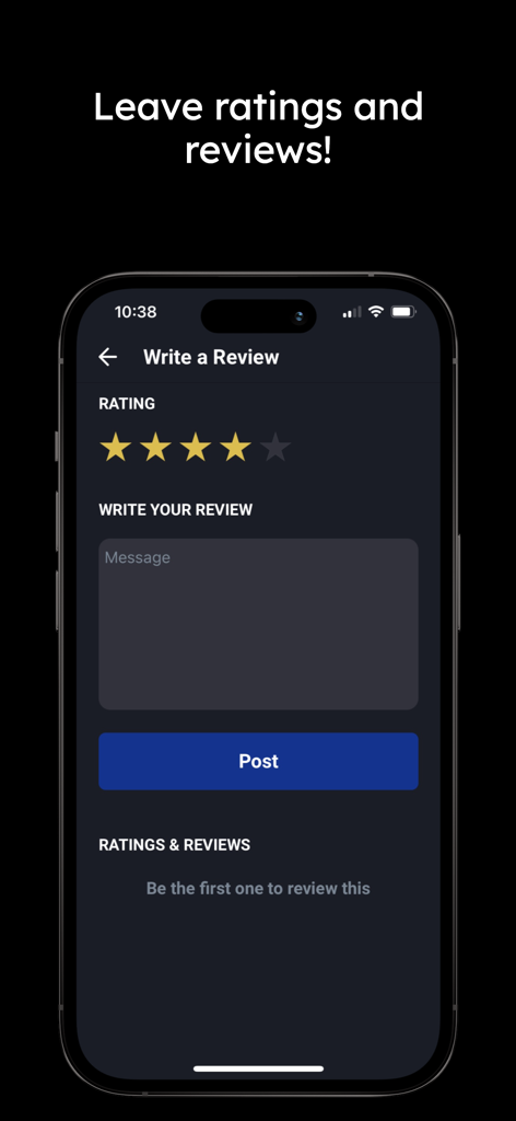 Chilling: Horror Movies & More - User interface to write a review and leave a star rating on the Chilling horror app.