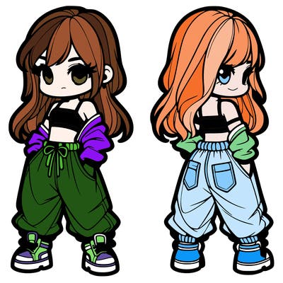 girl in crop top and baggy pants