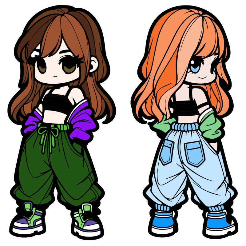 girl in crop top and baggy pants