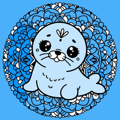 a cute baby seal mandala