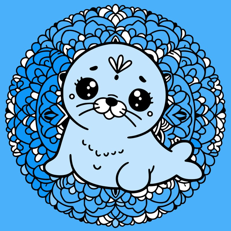 a cute baby seal mandala