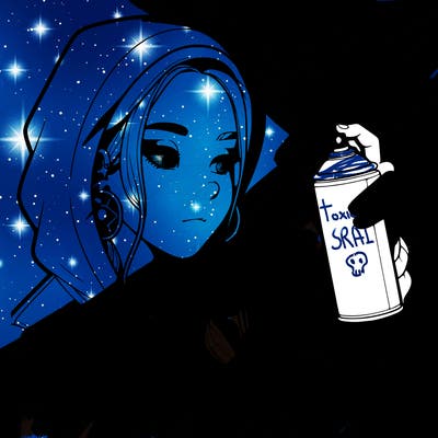 a realistic girl, spray painting