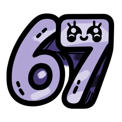 the numbers 67