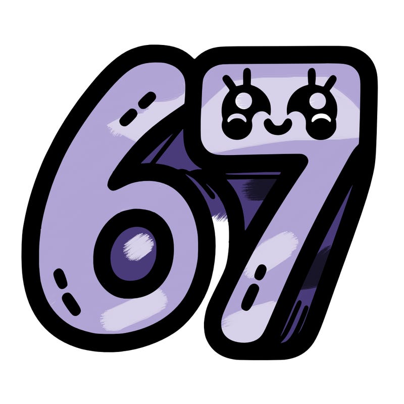 the numbers 67