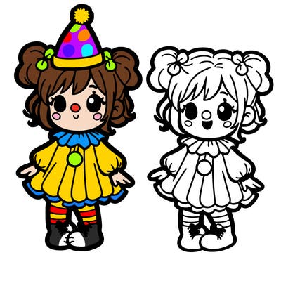 cute girl wearing a clown costume