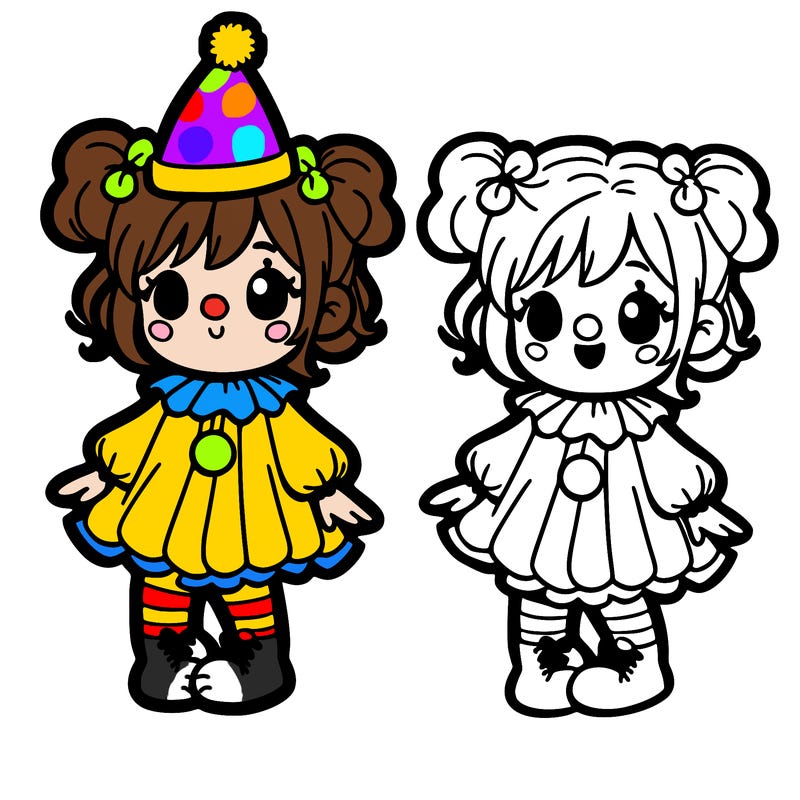 cute girl wearing a clown costume