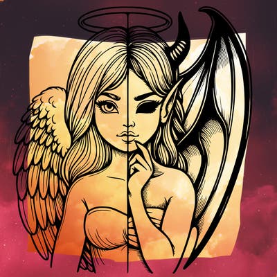 realistic angel half demon