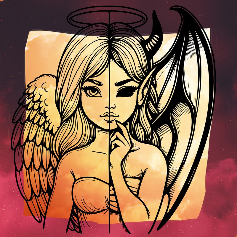 realistic angel half demon