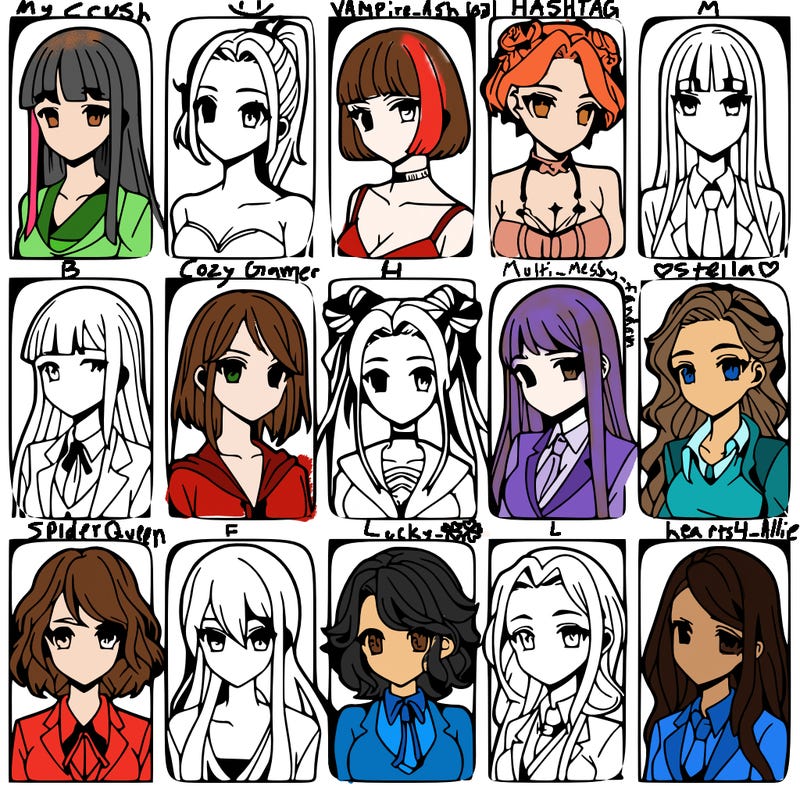 girls that look diffrent anime