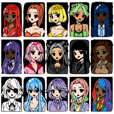 girls that look diffrent anime