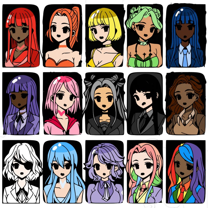 girls that look diffrent anime