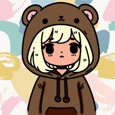girl wearing bear hoodie