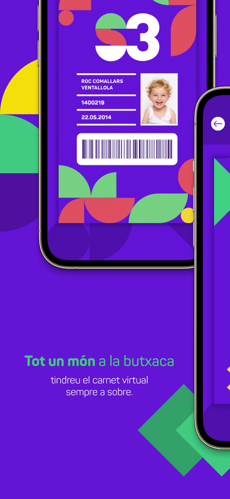 SX3 모바일 앱 화면의 어린이용 가상 멤버십 카드